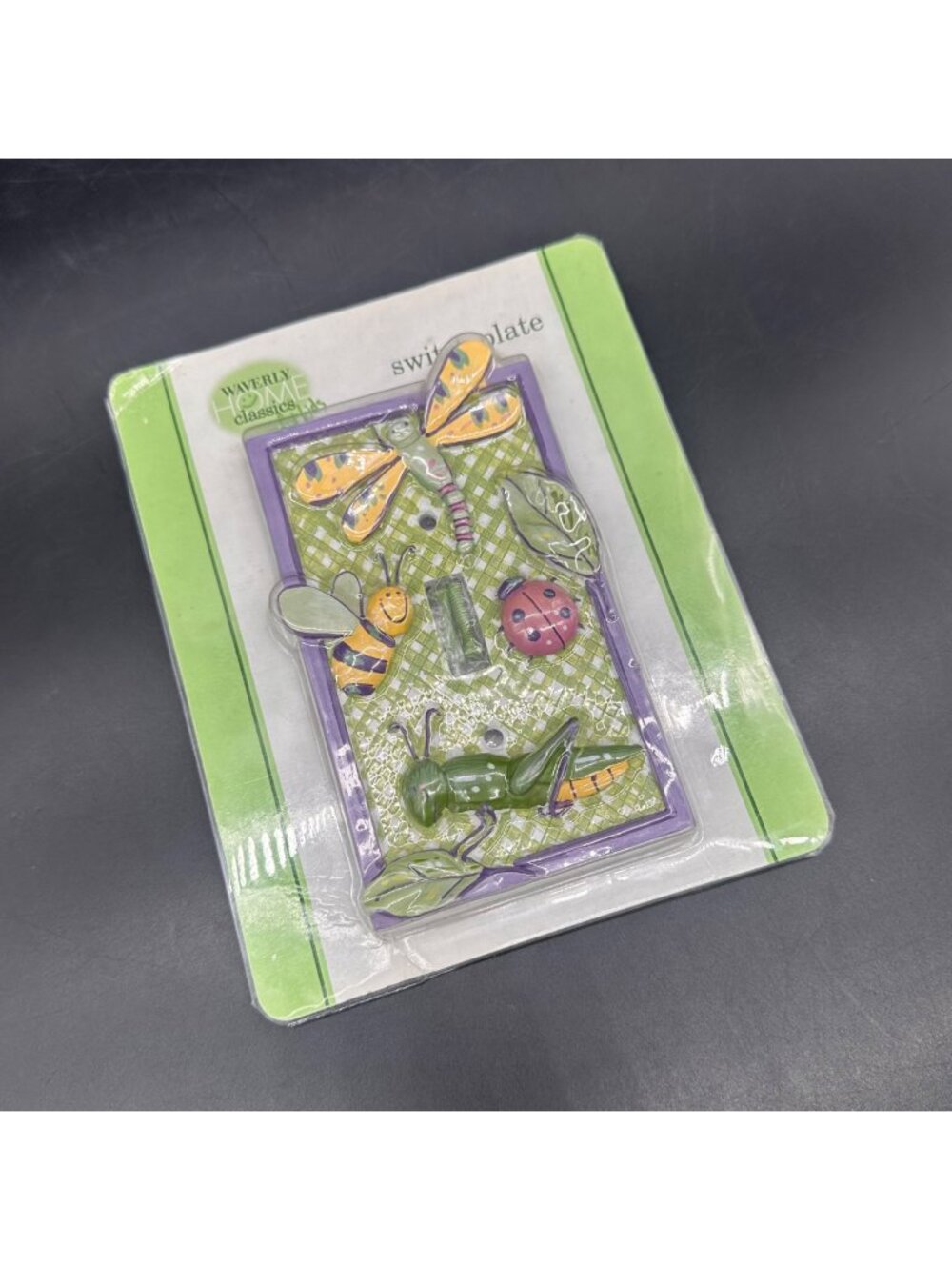 Vintage Switch Plate Waverly For Kids Bumble Bee Dragonfly Bug Cottage Purple